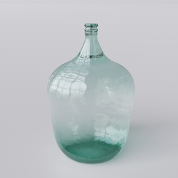 "Carboy 3D model with a glass bottle in green color on a white background, created in Blender 3D. This model features Vray rendering with subsurface scattering and a procedural shader for volume absorption. Excellent resource for 3D artists looking for Blender 3D models."