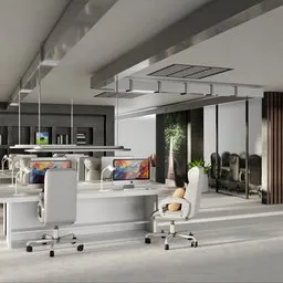 Modern 3D-rendered luxury office scene with furnishings, completed using Blender Cycles.