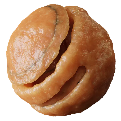 Realistic dried fruit PBR material texture for Blender 3D, optimized for digital food rendering and applications requiring detailed shaders.