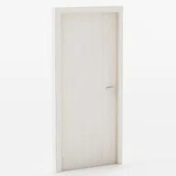 Detailed low poly 3D door model with iron fixtures for Blender rendering.