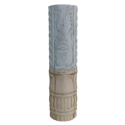 Detailed floral carved pillar 3D model, suitable for architectural rendering in Blender.