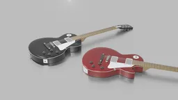 Detailed Blender 3D render of two classic electric guitars with realistic textures and materials.