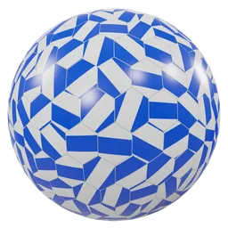 High-resolution 3D rendering of blue and white striped honeycomb tile PBR material for Blender and 3D applications.