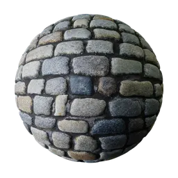 High-resolution PBR cobblestone texture with realistic displacement for 3D rendering in Blender.