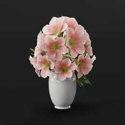Pink Petal Blooms in White Vase