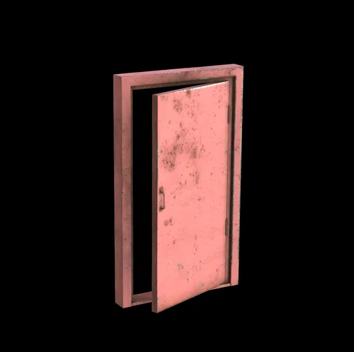 Red metal door