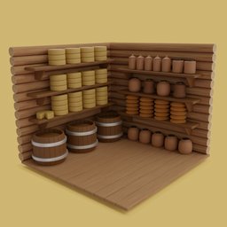 A barn with food in a toy style
