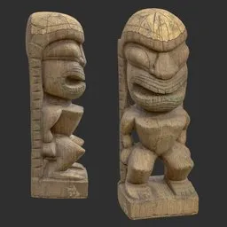 Tiki God Hidden Idol Statue Moss Wood