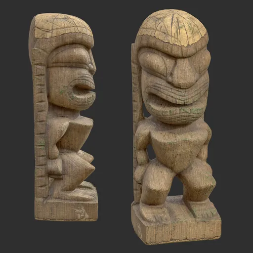 Tiki God Hidden Idol Statue Moss Wood