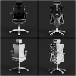 Realistic Ergonomic Office Mesh Chair