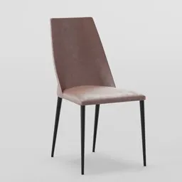 High-quality leather dining chair 3D model with black metal legs, designed for Blender rendering.