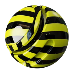 Procedural PBR Blender 3D material texture of Border Warning Tape with customizable color bands and imperfection settings.