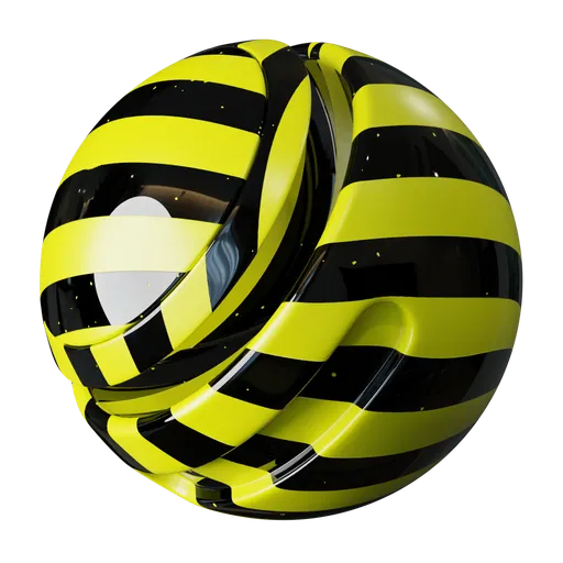 Procedural PBR Blender 3D material texture of Border Warning Tape with customizable color bands and imperfection settings.