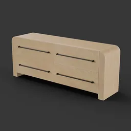 Wooden Modern Curves Four Drawer Table