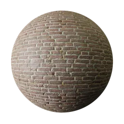 High-resolution PBR Brick-073b material texture for 3D modeling, featuring clean red bricks with occasional damage.