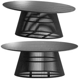 Detailed 3D model of a modern table with distinctive ribbed pedestal, ideal for Blender 3D projects and renders.