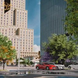 Downtown Plaza Scene | ArchViz