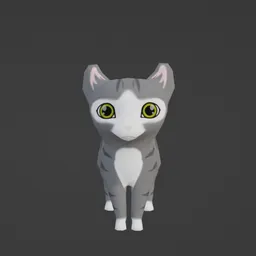 Low Poly Cat American Curl