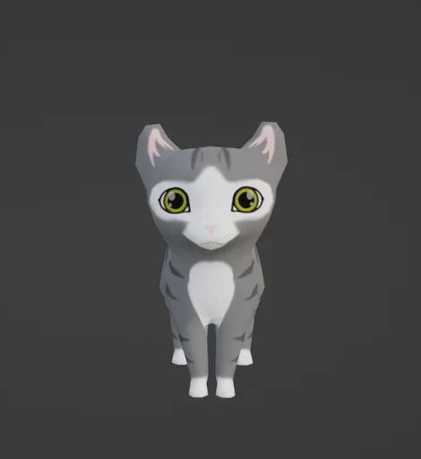 Low Poly Cat American Curl