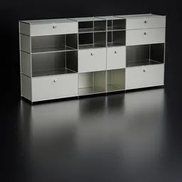 Minimalist white 3D-rendered shelf design for Blender, ideal for bedroom and office spaces.