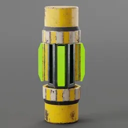 "Low poly healing light animation 3D model for Blender 3D, featuring a yellow and black robot made out of a tube, with rig and animation ready. Perfect for sci-fi and industrial exterior scenes inspired by Irvin Bomb."