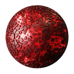 High-resolution PBR material with luminous red fissures, ideal for 3D modeling in Blender and fantasy or sci-fi designs.