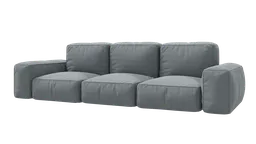 Realistic gray fabric 3-seater couch, detailed texture, optimized for Blender 3D rendering.