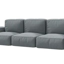 "Modern and comfortable 3-seat sofa 3D model for Blender 3D. Featuring a reclining arm and backrest, this minimalistic design is perfect for retail or home interior visualizations. Gray canvas texture and solid topology make this model an excellent addition to your 3D rendering collection."