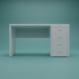 High-quality 3D model of a modern office desk with drawers, ready for Blender customization.