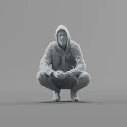 Lowpoly Male Squatting