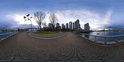 City Walkway and Buildings Sunset