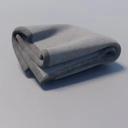 Realistic 3D model of a folded grey fabric, suitable for interior rendering in Blender, showcasing detailed texture.