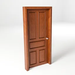 High-quality 3D model of an open wooden door with detailed textures, suitable for Blender rendering.