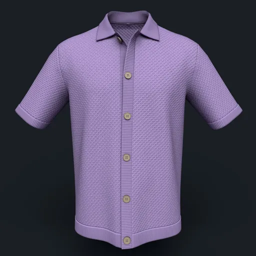 Seed Stitch Knit Button-Down Shirt