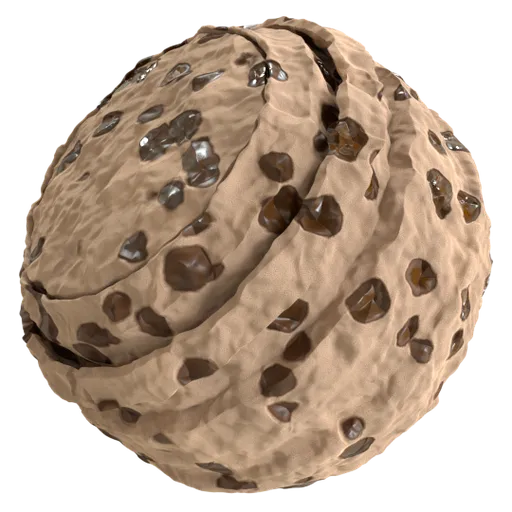 Highly realistic Blender 3D procedural cookie material with detailed golden-brown texture and rich chocolate chips.