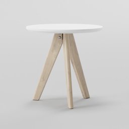 "Scandi coffee table with white top and wooden legs, a minimalist design for Blender 3D. Perfect for product renders and interior scenes. Compatible with Gumroad and professionally designed."