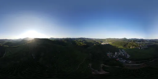 Sunset over high-altitude forest