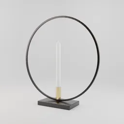 3D-rendered minimalist candle holder with sleek metal frame and base, optimized for Blender.