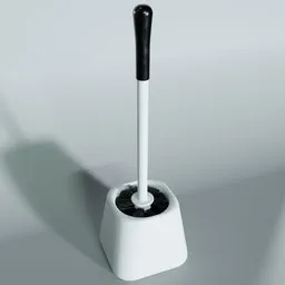 Realistic 3D model of a plastic toilet brush for Blender rendering, perfect for virtual bathroom staging.