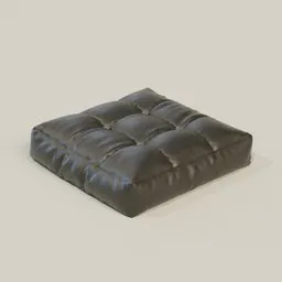 Detailed black leather cushion 3D model, ideal for realistic interior rendering in Blender.