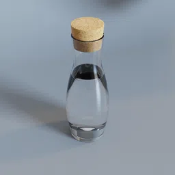 Detailed 3D rendering of a transparent carafe sealed with a cork top, perfect for Blender 3D artists and model enthusiasts.