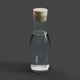 Detailed 3D rendering of a transparent carafe sealed with a cork top, perfect for Blender 3D artists and model enthusiasts.
