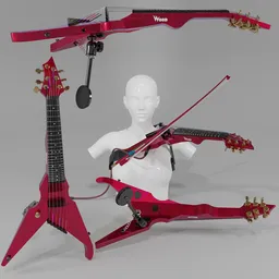 "Wood Violins Viper 6-string electric violin 3D model for Blender 3D. Hand-painted and handcrafted with precision, featuring built-in shoulder and chest straps for freedom of movement. Superior sound quality through high-quality Barbera pickups."