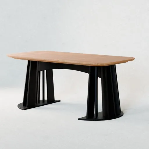 Slatted Pedestal Dining Table