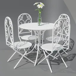 Metal table with chairs