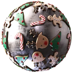 Realistic PBR Holiday Cookies texture for Blender 3D, suitable for festive scenes.