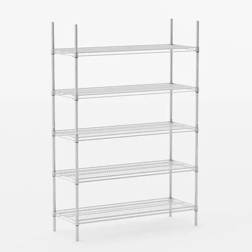 Realistic Blender 3D model showcasing industrial metal shelving with precise dimensions, suitable for container-industrial scenes.