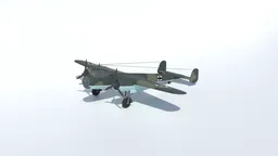 Low poly 3D WWII airplane model for Blender, optimized for CG visualizations with a clean mesh structure.