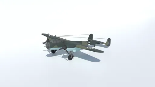 Low poly 3D WWII airplane model for Blender, optimized for CG visualizations with a clean mesh structure.