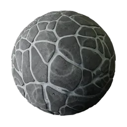 High-quality 4K PBR Black Stone material enhanced by AI, created using Adobe Sampler, Painter, and Photoshop for Blender 3D.